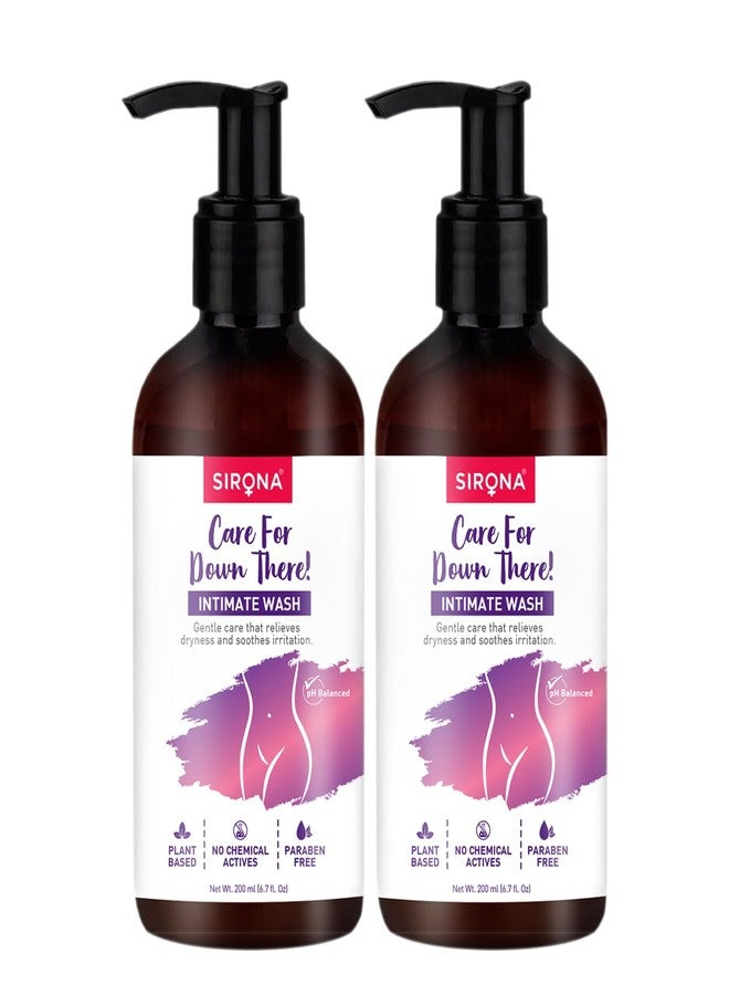 Sirona Gentle Care Antibacterial pH-Balanced Intimate Wash for Women - 200 ml (Pack of 2) | Reduces Itching, Irritation, Odour & Dryness | Paraben Free | Dermatologically Tested - Image 1